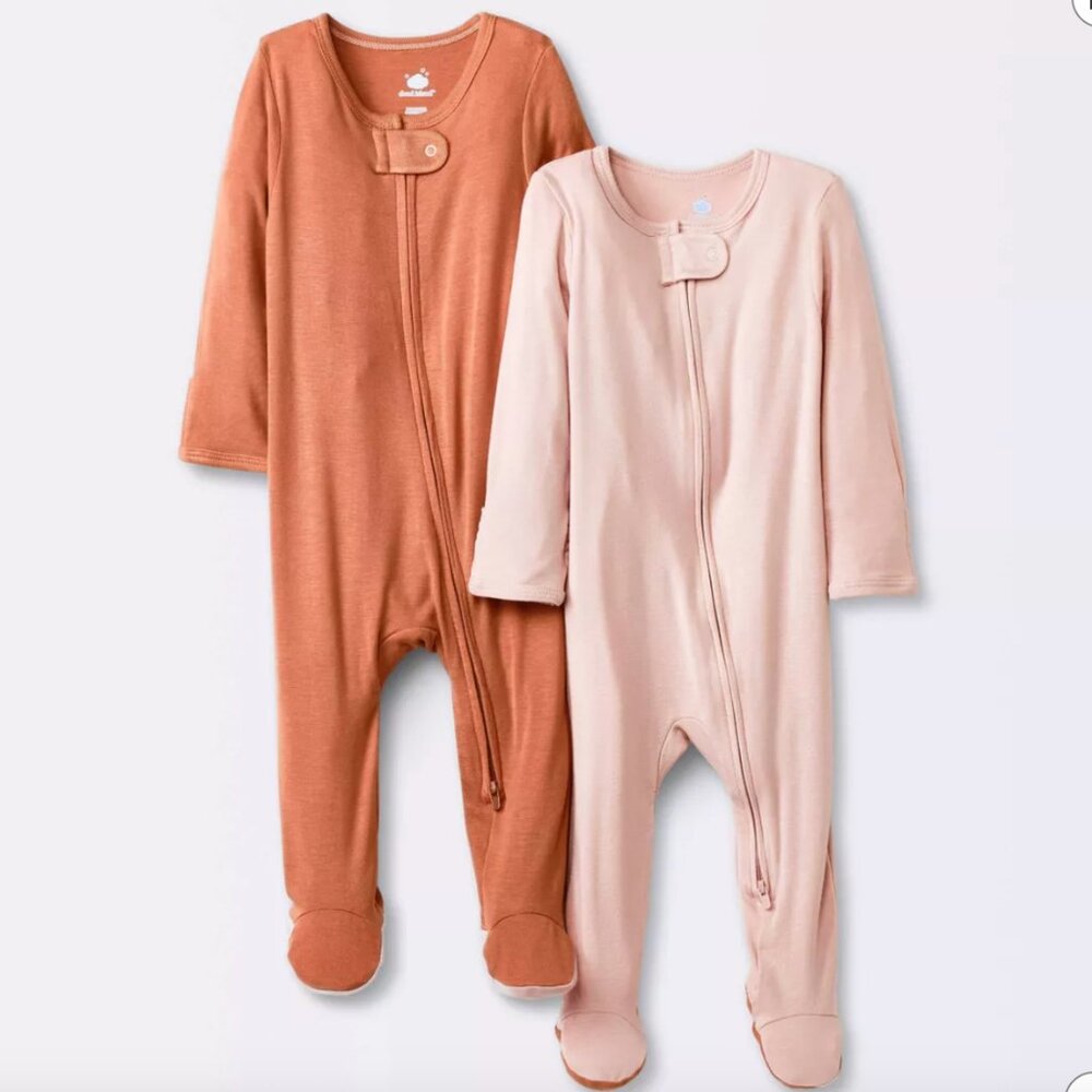 Cloud Island Newborn Girls' 2 pack Modal Sleep N' Play Footies/Onesie
